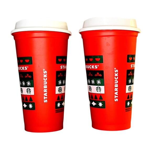 2020 Starbucks Holiday Ugly Sweater Hot Red Cup 16oz 2 - Picture 2 of 5